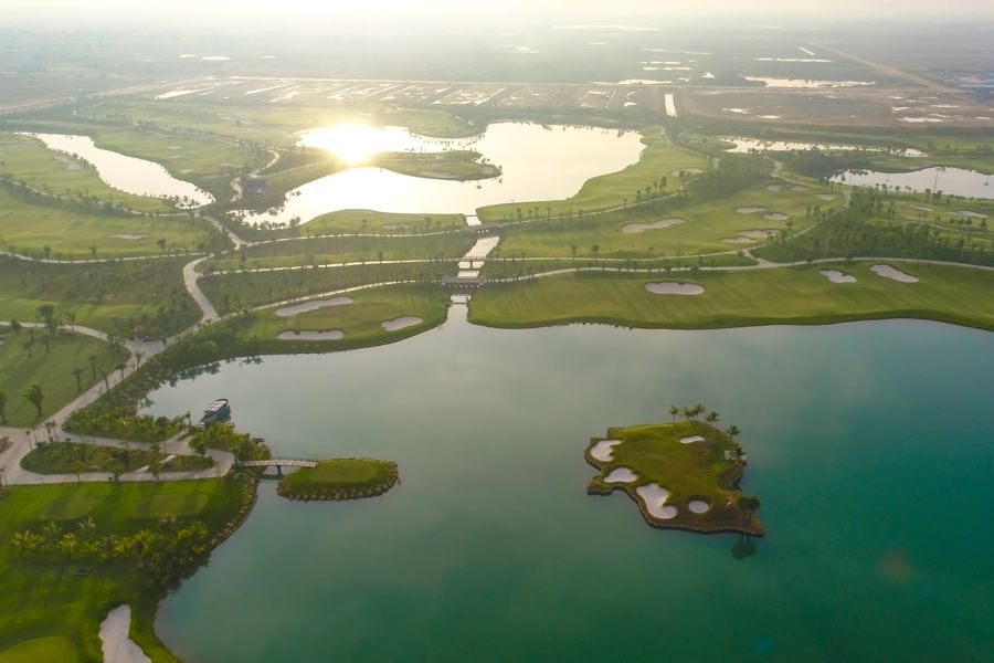 Aerial view of the lakes and islands
