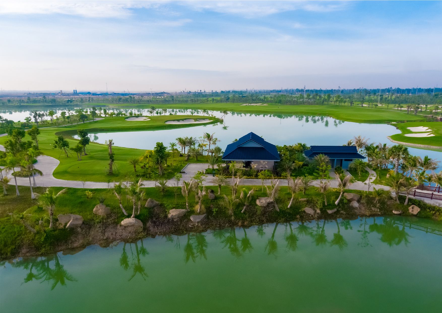 Khmer-style tea house beside the lake